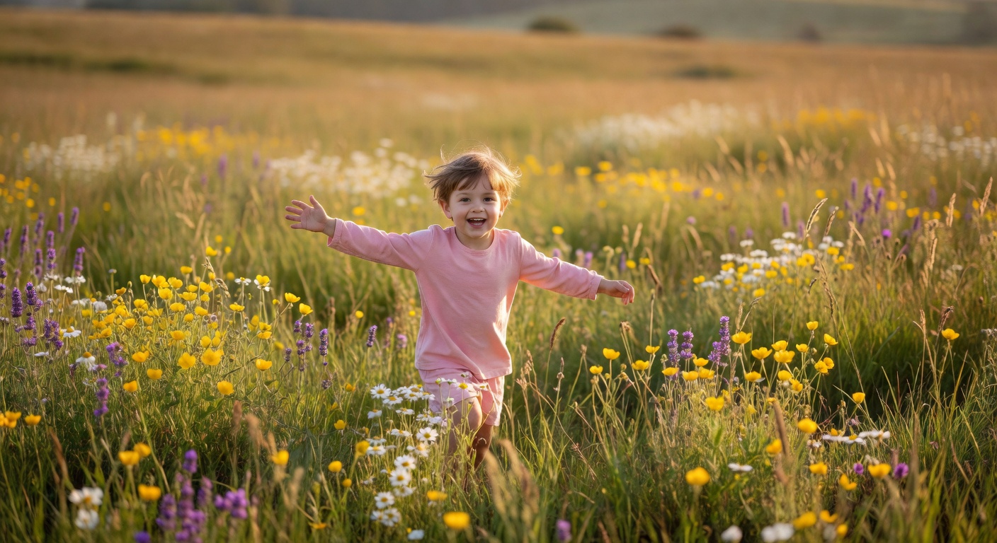 Child in meadow